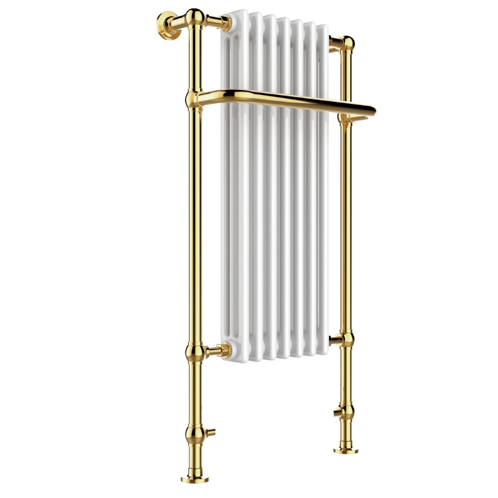 JTP Grosvenor Polished Gold 1130mm x 553mm Traditional Towel Radiator Cut Out